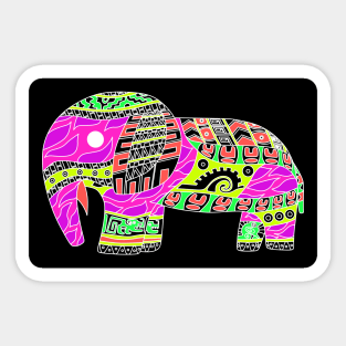 mayan elephant in rainbow pattern ecopop art wallpaper Sticker